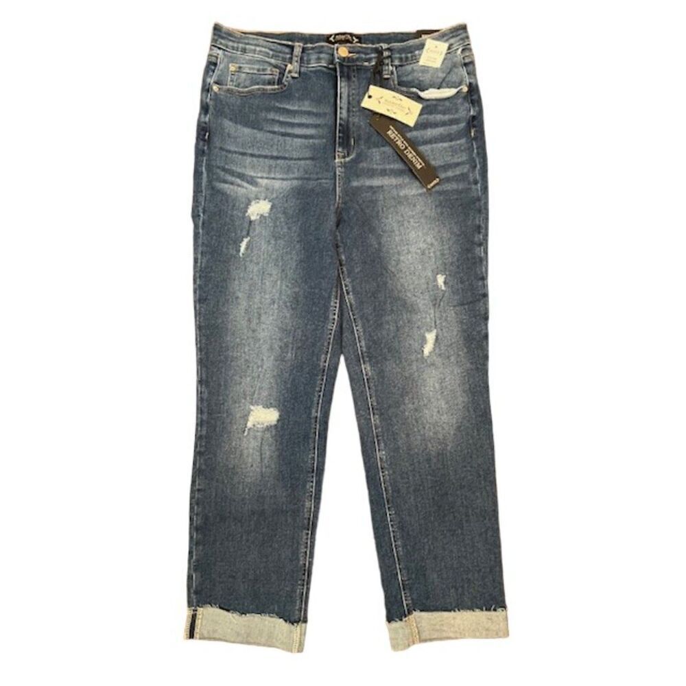 NWT Nanette Lepore Jolie Super High Rise Straight Retro Denim Stretch‎ Size 12